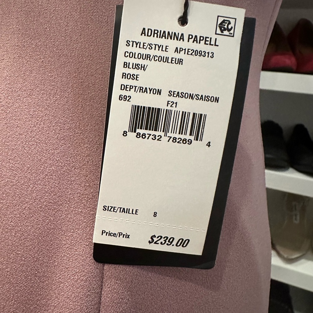 NWT Adrianna Papell Blush spaghetti strap gown sz 8 - Picture 5 of 5